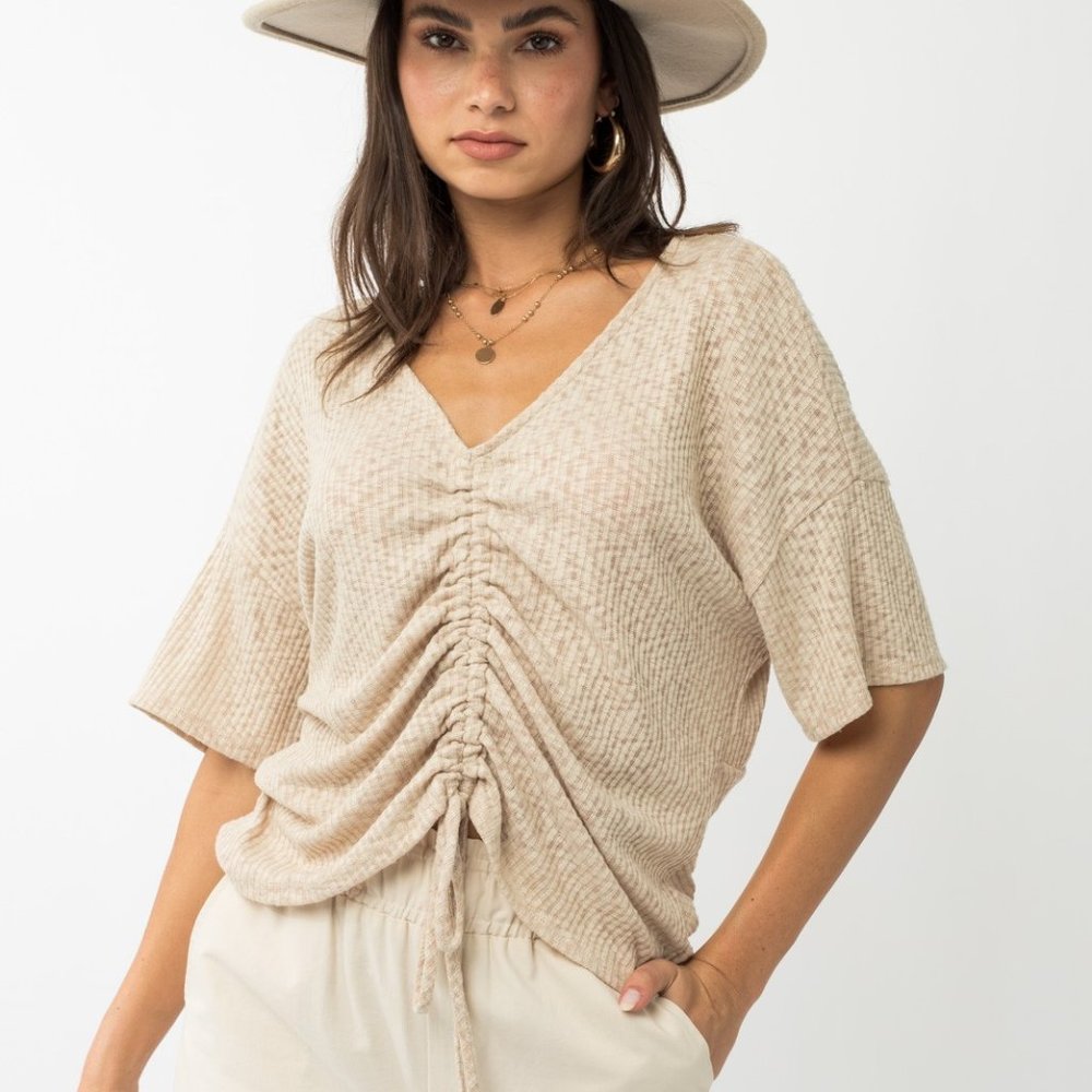Savannah Taupe Twist Knit Top